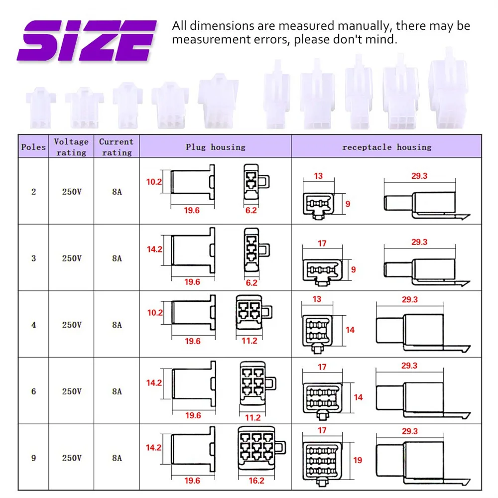 580Pcs 2.8mm 2 3 4 6 9 Pin Automotive Electrical Wire Connectors Pin Header Crimp Wire Terminals With Crimp Plier Kit