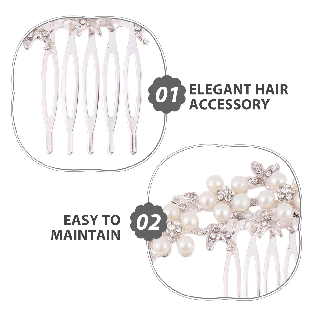 قطعتان من أمشاط الشعر العتيقة مع اللؤلؤ الصناعي والكريستال إكسسوارات شعر الزفاف للنساء أمشاط جانبية للعروس أنيقة