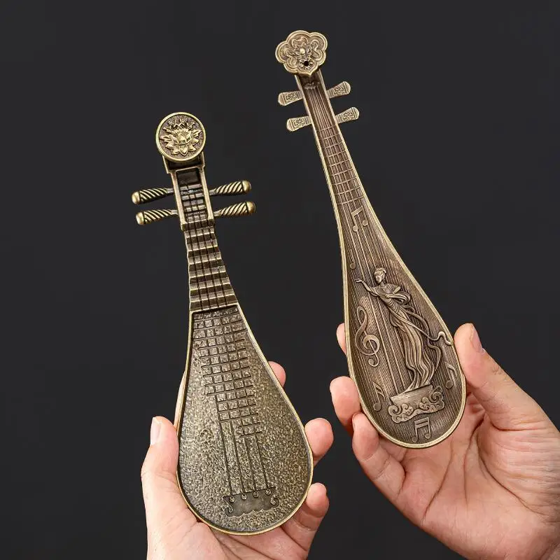 Pipa-förmiger Metall-Räucherstäbchenhalter im traditionellen chinesischen Stil, Geschenk für Yoga- und Meditationsliebhaber – Detail 5