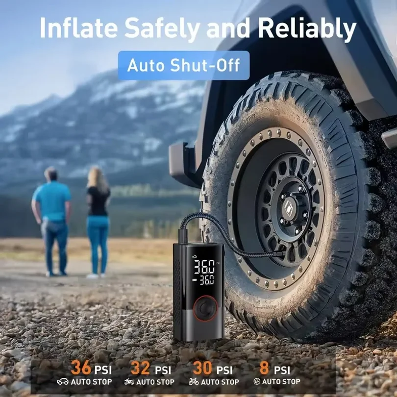 150PSI Air Pump Tire Inflator Portable Air Compressor with Digital Pressure Gauge for Car Bike Motorcycle Ball