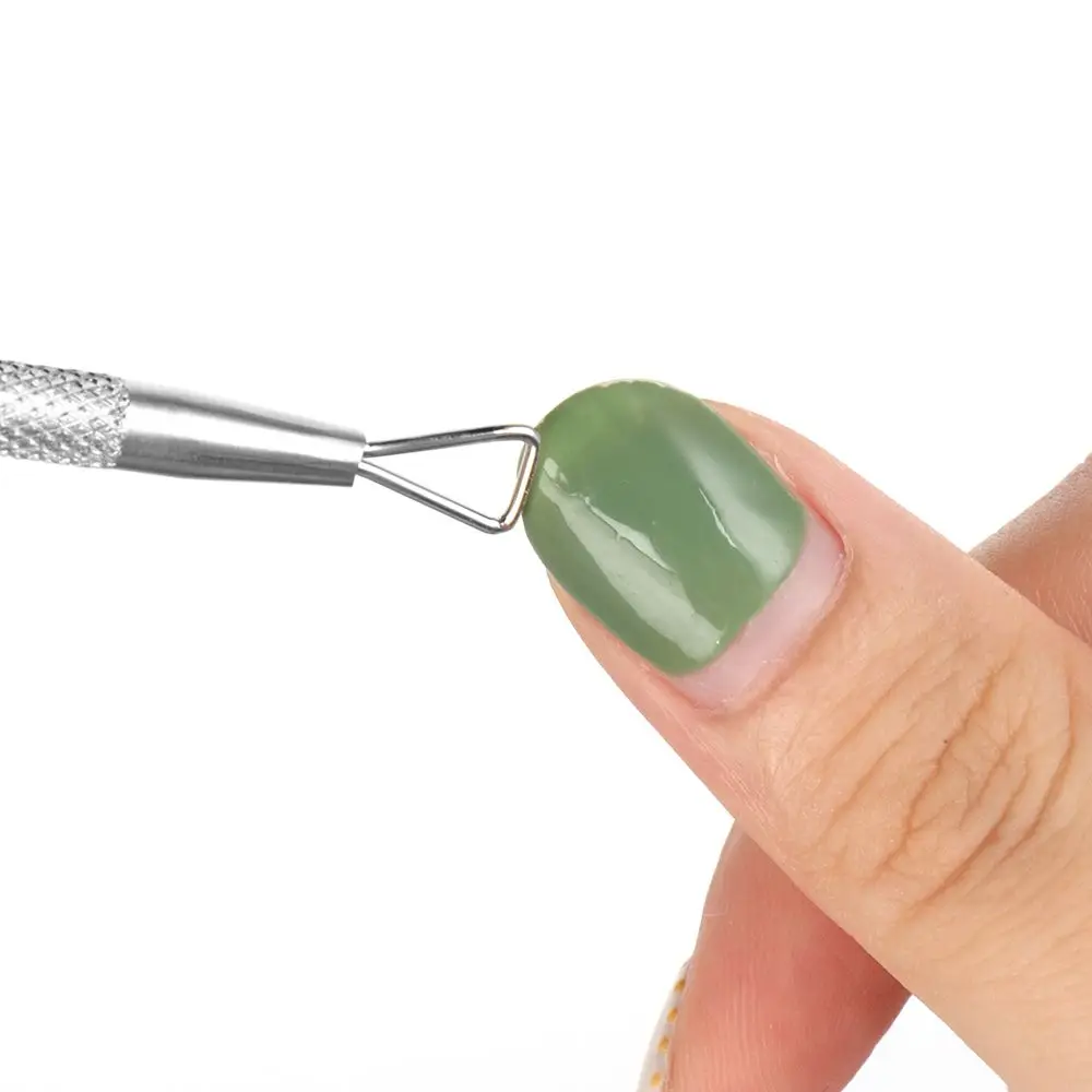 Juego de barras de acero inoxidable para manicura, limpiador de cutículas de doble punta, 2 piezas