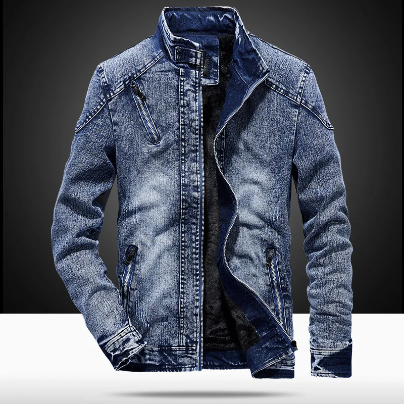 Men\'s Blue Denim Jackets Fashion Streetwear Winter Casual Cotton Classic Slim Jeans Coat Male Brand Clothes Cowboy Jacket Hombre