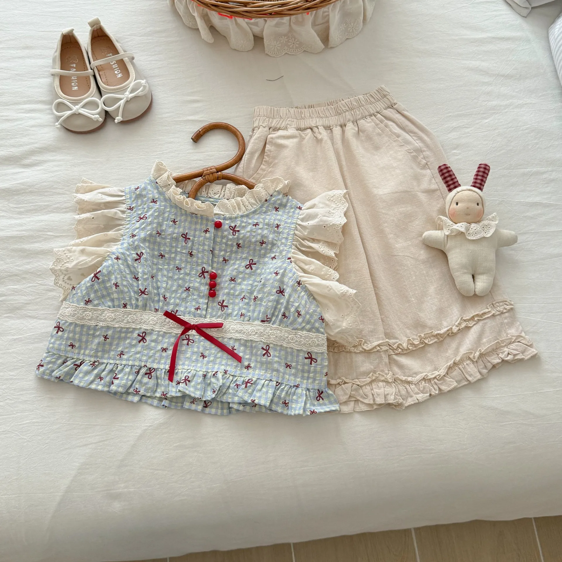 

Girls Clothes Sets Summer 2025 Children Princess Shirts Tops Trousers 2pcs Cute Suit For Baby Girl Birthday Party Outfits Kids 7