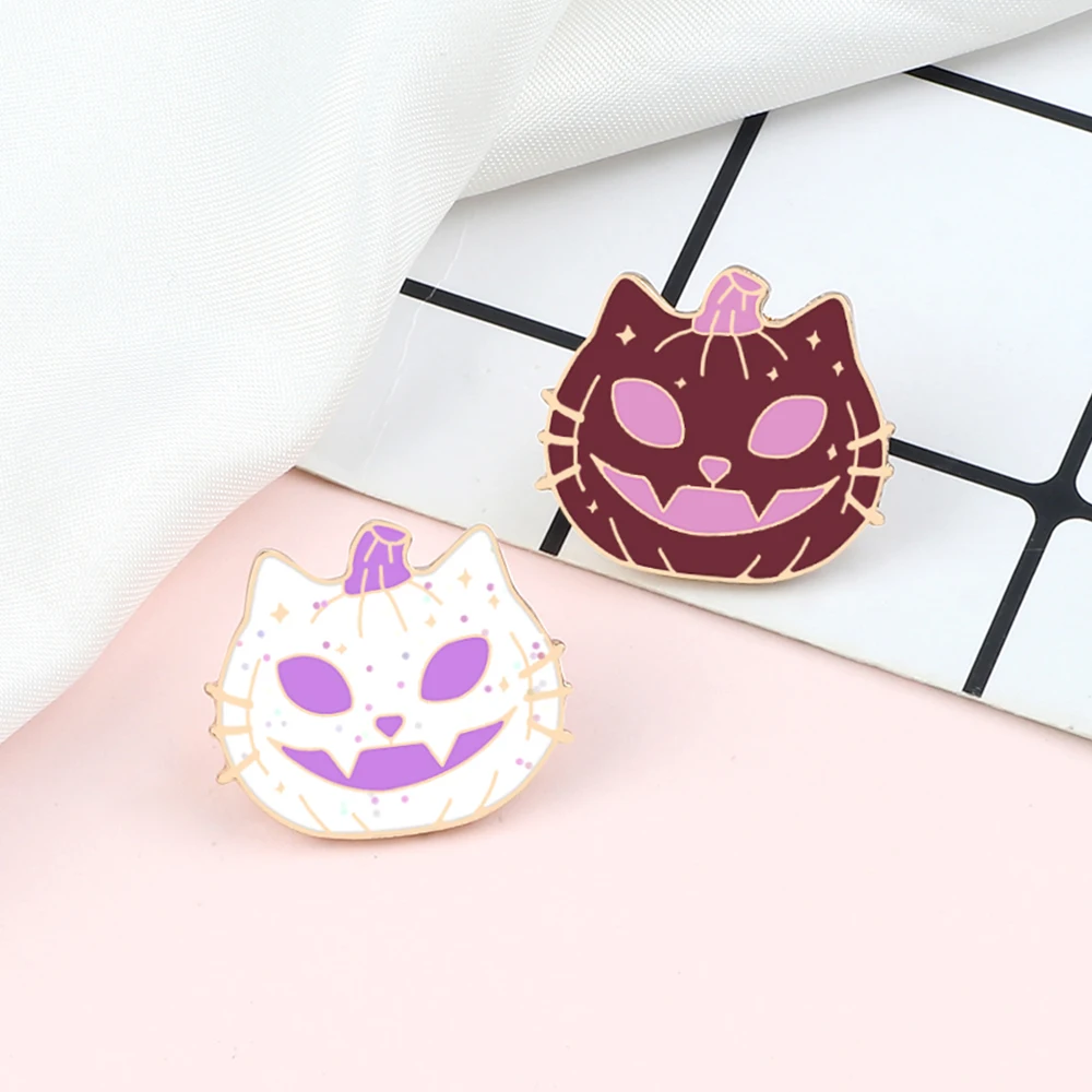 Funny Halloween Enamel Pins Cute Smile Pumpkin Ghost Brooches Clothes Lapel Pin Accessories Bag Metal Badge Gift for Kids Friend