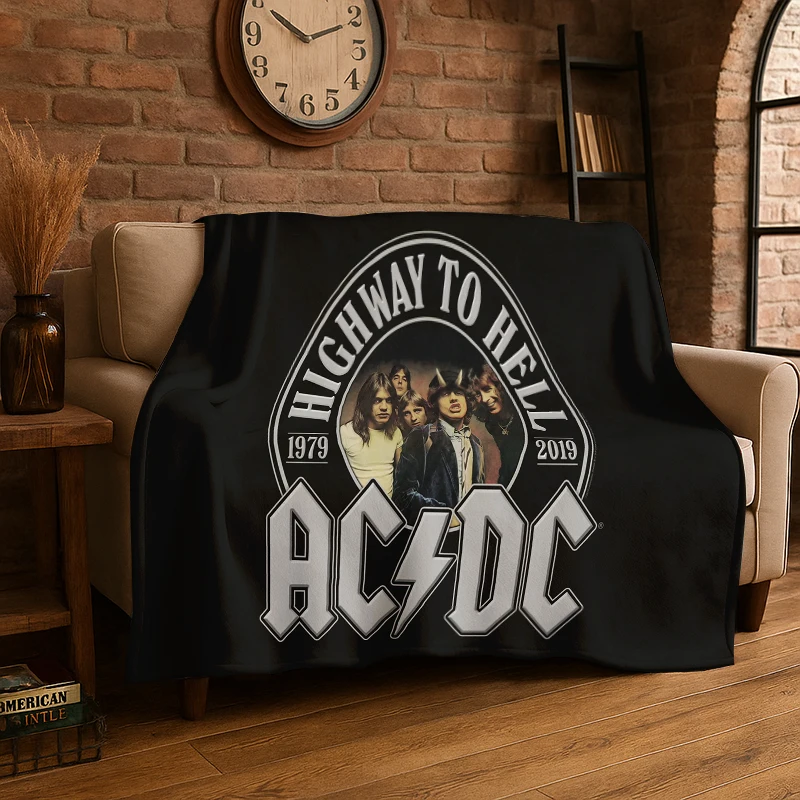 

Фланелевое одеяло с рисунком рок-группы ACDC в стиле ретро, мягкое теплое одеяло для спальни, гостиной, путешествий, кемпинга, пикника, подарок