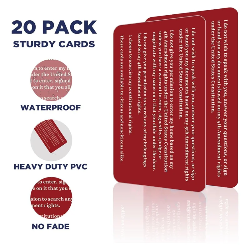 High Quality-Rights Reminder Know Your Rights Card English Spanish Constitutional Rights 20PCS