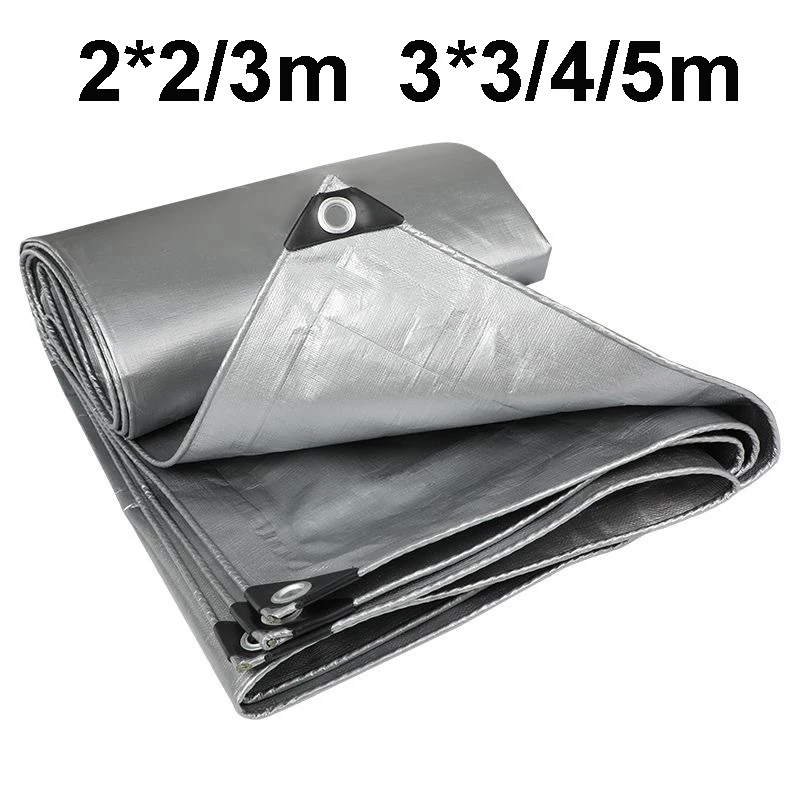 Waterproof Tarp Anti-UV Silver Tarpaulin Multipurpose 2x2m 2x3 3*3 3x4 3mx5 Awning Canopy Rain Cover Outdoor Sunshade Camping