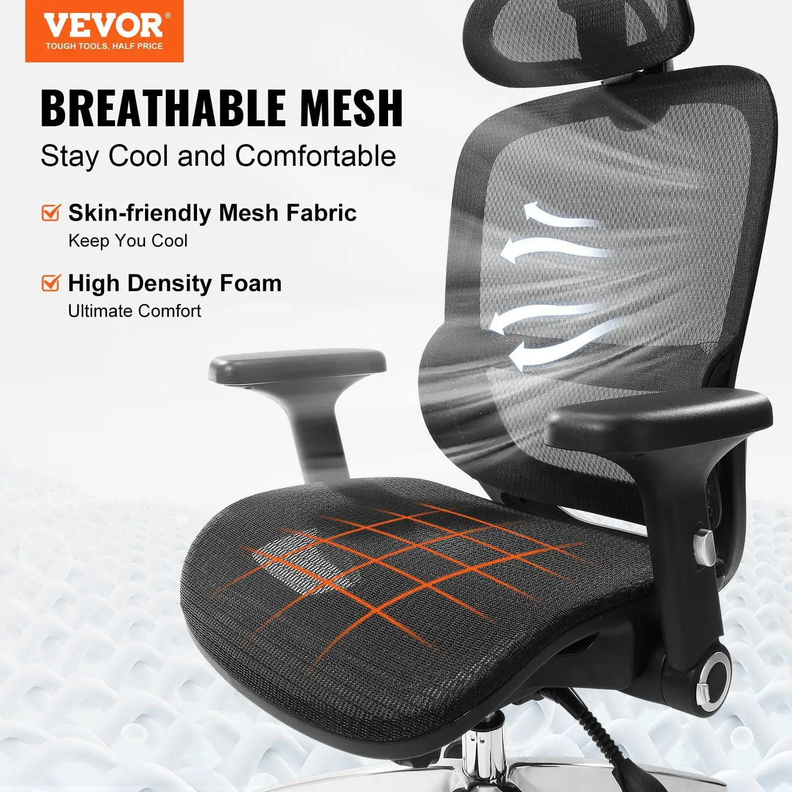 Ergonomic Office Chair,Desk Chair with Mesh Seat,Angle and Height Adjustable Home Office Chair with Back,Lumbar and Head Support