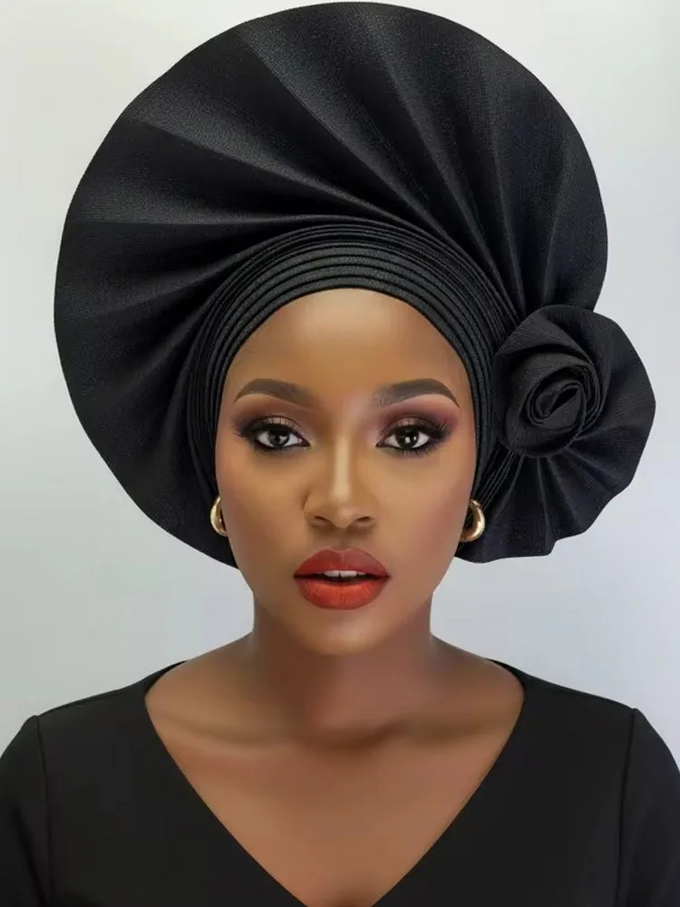 2026 جديد ربطة الرأس الأفريقية عمامة نيجيريا السيارات Gele أشرطة رأس السيارات Gele المرأة عمامة قبعة الزفاف Geles مسلم أشرطة رأس بونيه