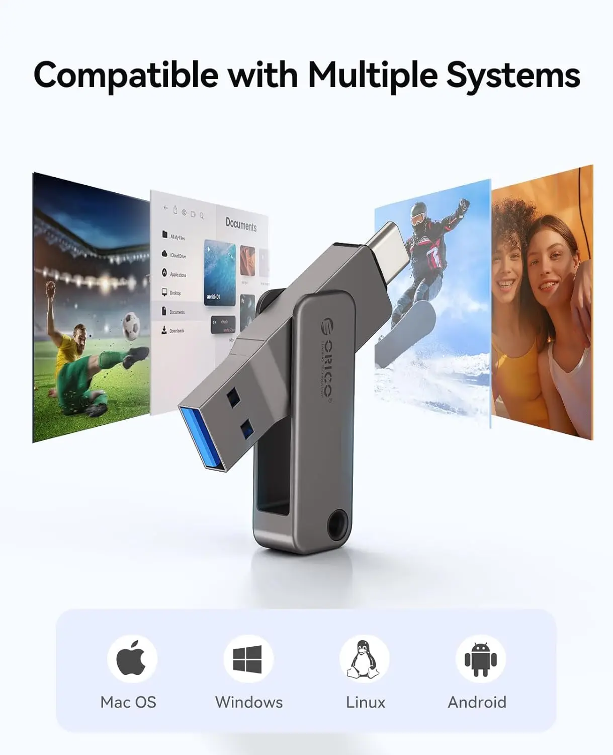 Immagine 7: ORICO Chiavetta USB Dual con USB-C e USB-A, Mini Thumb Drive con Velocità di Lettura Fino a 150MB/s, 32/64/128/256GB per iPhone Serie 15/16/17
