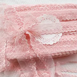 10Yards 3cm Soft Mesh Pink Thread Polyester Fabric Venise Lace Trim Embroidery Sewing Crafts Doll Material Lace Edge