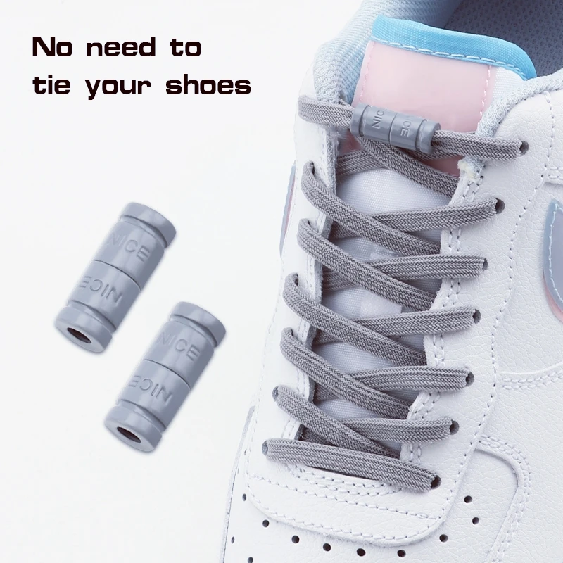 Elastic Laces Sneakers No Tie Shoe laces Colorful Capsule Lock Shoelaces Without ties Kids Adult 0.6cm Flat Shoelace for Shoes