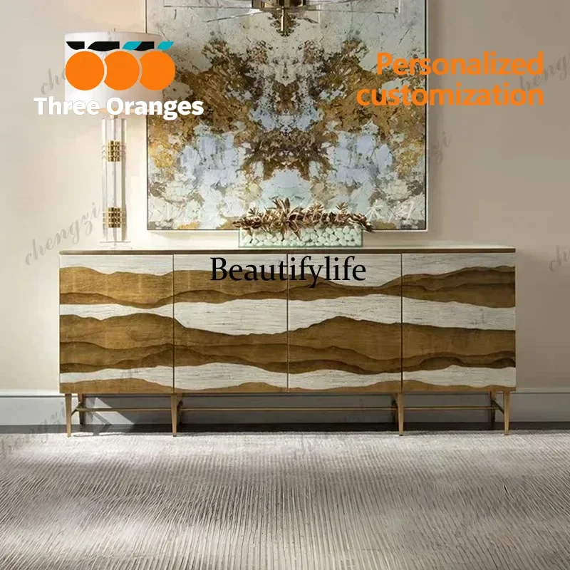 R134 American light luxury four-door dining side cabinet creative mountain pattern decorative storage foyer storage cabinet