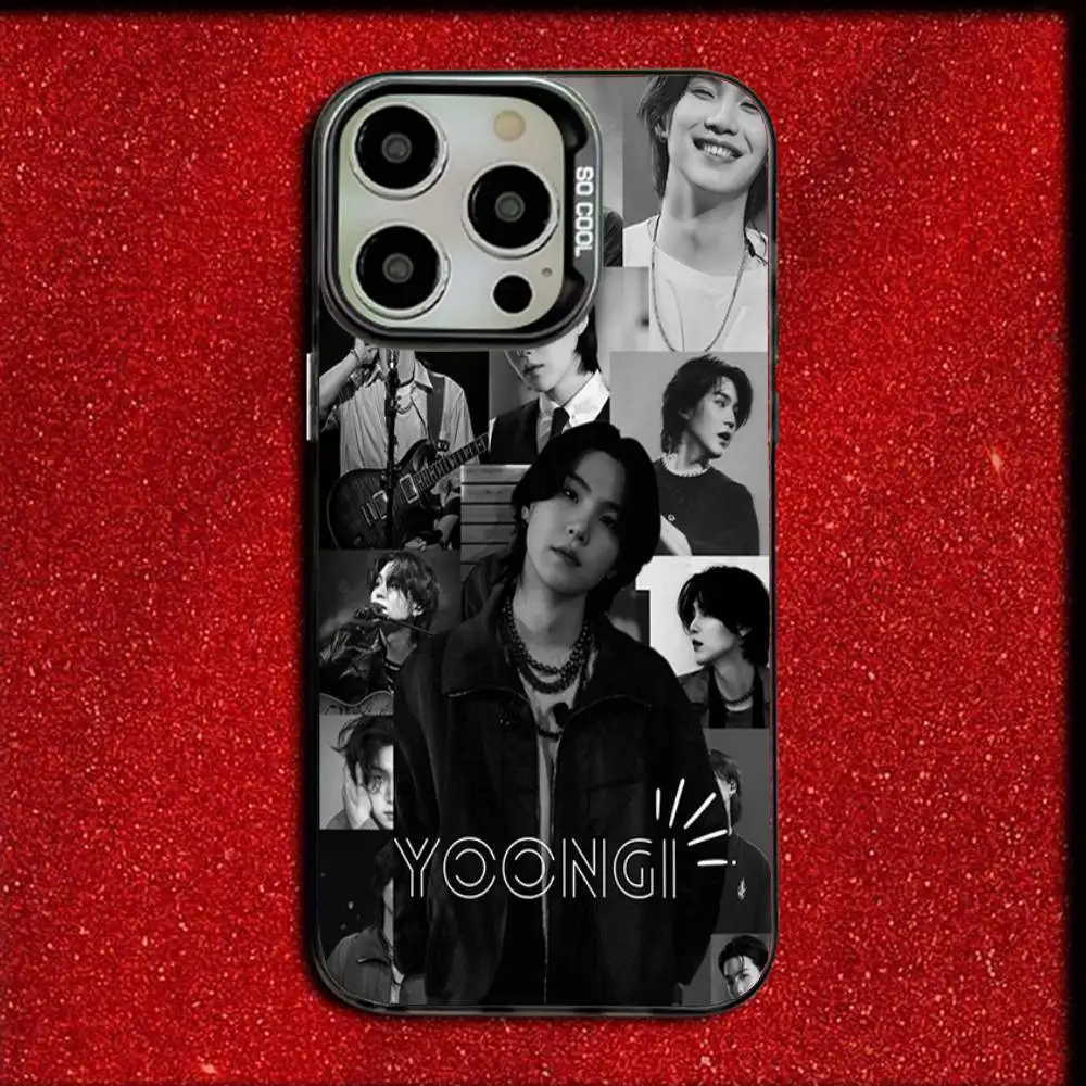 Rapper a-agust d m-min yoongi capa de telefone para iphone 16,15,14,13,12,11, mini, pro, e, se4, max doce fosco à prova de choque capa preta