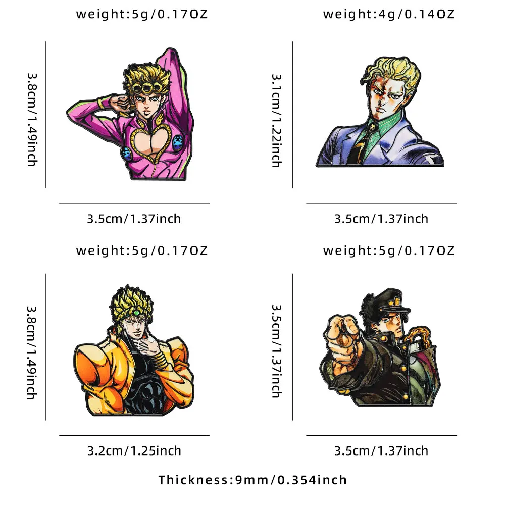 4er-Pack Kawaii Abenteuer Metall-Emaille-Anstecknadeln Klassische Anime-Charakter-Broschen Japanische Manga-Themen-Kollektion Geschenk – Detail 1