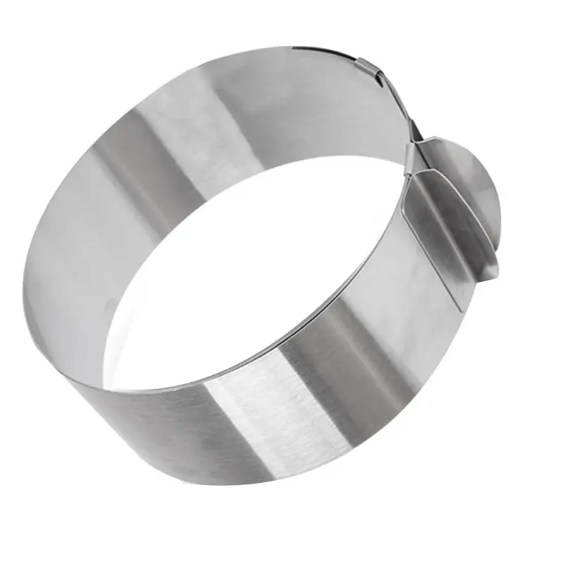 A77I Stainless Steel Round Cake Mold 16-30Cm Telescopic Mousse Ring Adjustable Stretch Heightened Baking Cake Ring 15Cm High