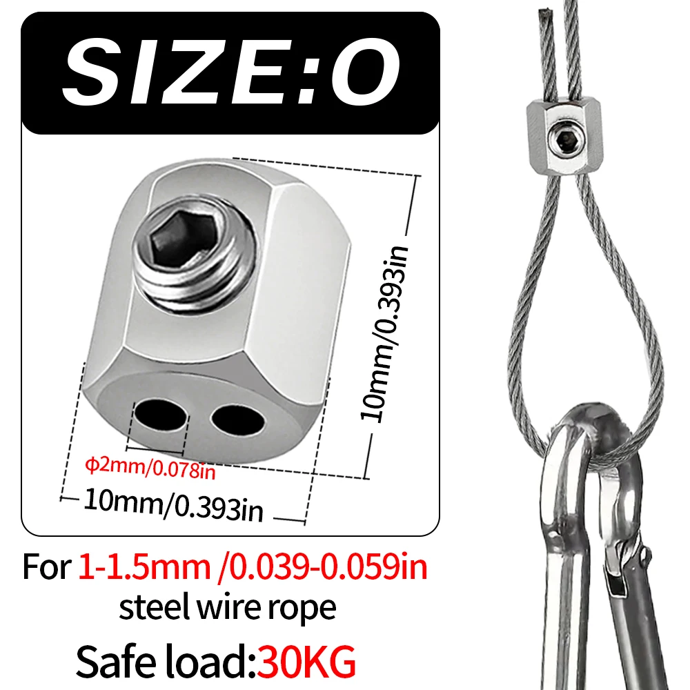 10-200PCS 1-1.5mm Stainless Steel Cable Clamp Rope Fixator Steel Cable Tensioner Adjustable Metal Fixture Cable Fastener