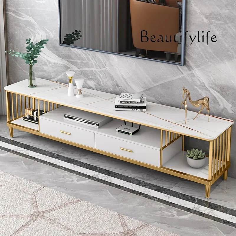 yj21 Nordic household rock slab TV cabinet hotel with drawers audio-visual small apartment living room TV cabinet coffee table