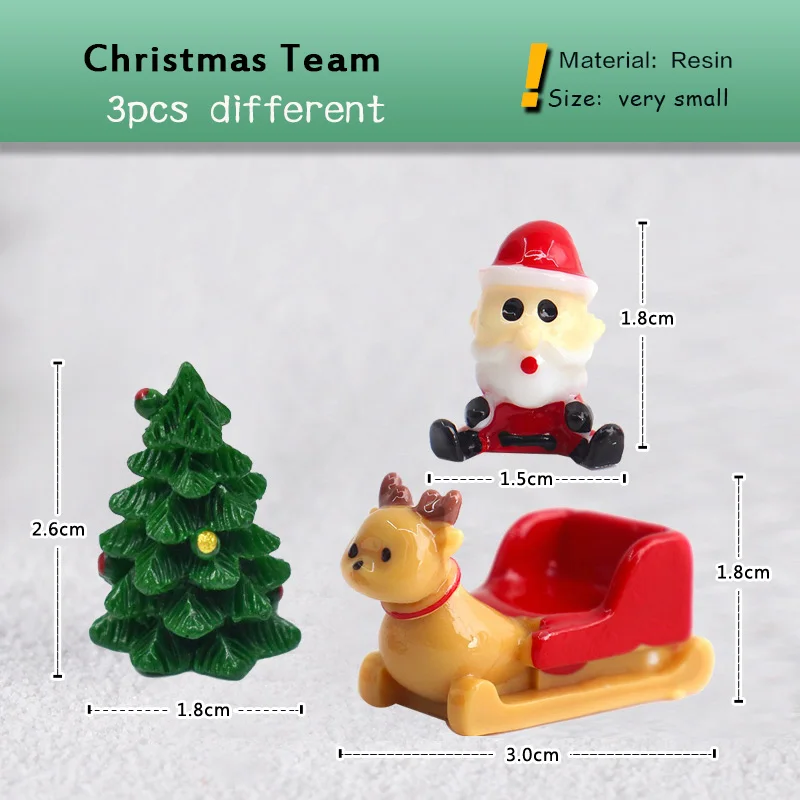 New Christmas Tree Gift Santa Claus Deer Cart Miniature Figurine Cartoon Model Dollhouse Home  Garden Decoration Accessories