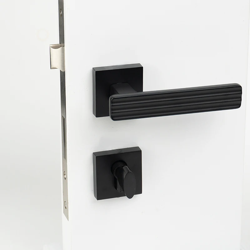 

VERQNI MANIGLIE & ACCESSORI PF298 Минималистичный матовый черный бесшумный прямоугольник Современный замок для дверной ручки из сплава zioc