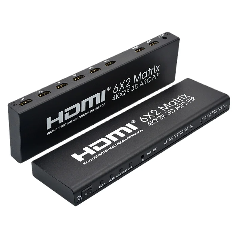 Factory Direct HDMI Matrix 6x2 - HD Switching Distributor with 6 Inputs 2 Outputs, Picture-in-Picture, ARC Audio Return