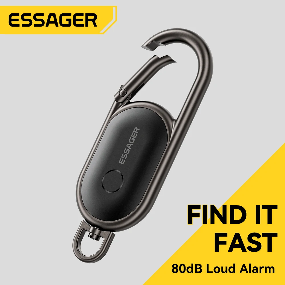 ESSAGER Smart GPS Tracker Anti-Loss Tracker Tag Device With Carabiner For IOS Apple Find My App Car Key Pet Kids Locator Finder