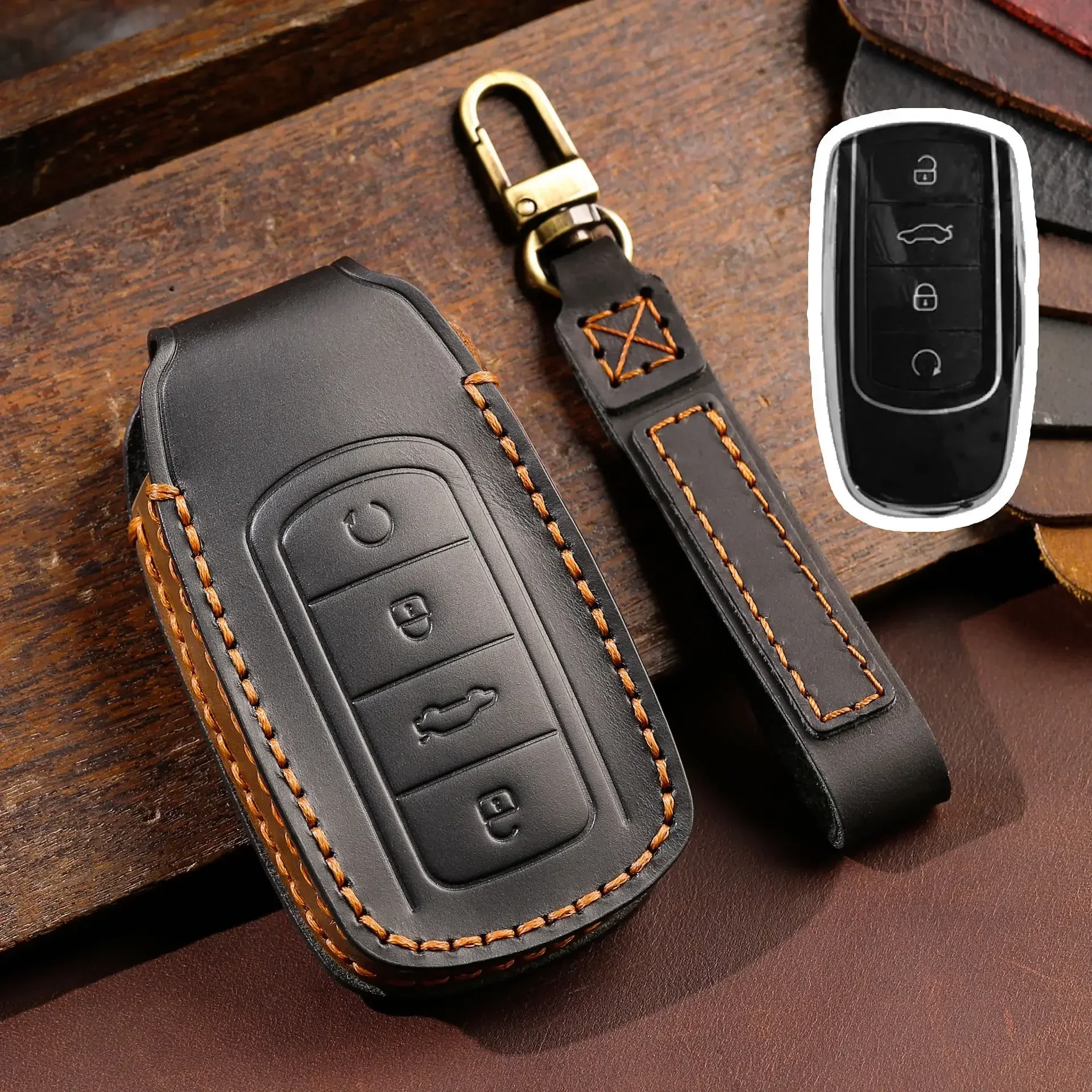 

1pc Leather Car Key Case Cover For 2021 Chery Tiggo 8 Pro Tiggo 8plus New 5 Plus 7pro Car Accessories