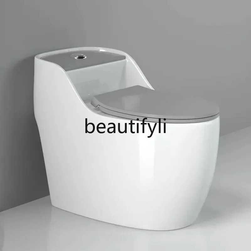 Z189 مرحاض منزلي ملون مقاوم للرذاذ سيفون مستقيم دافق مرحاض كبير الحجم #3