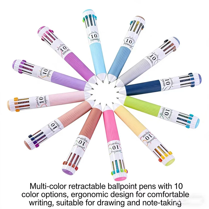 30/60/120 Colors Multicolor Pens Set 10-in-1 Colored Ballpoint Pen,0.8mm Fine Point Writing Ballpoint Pens School Office Supplie