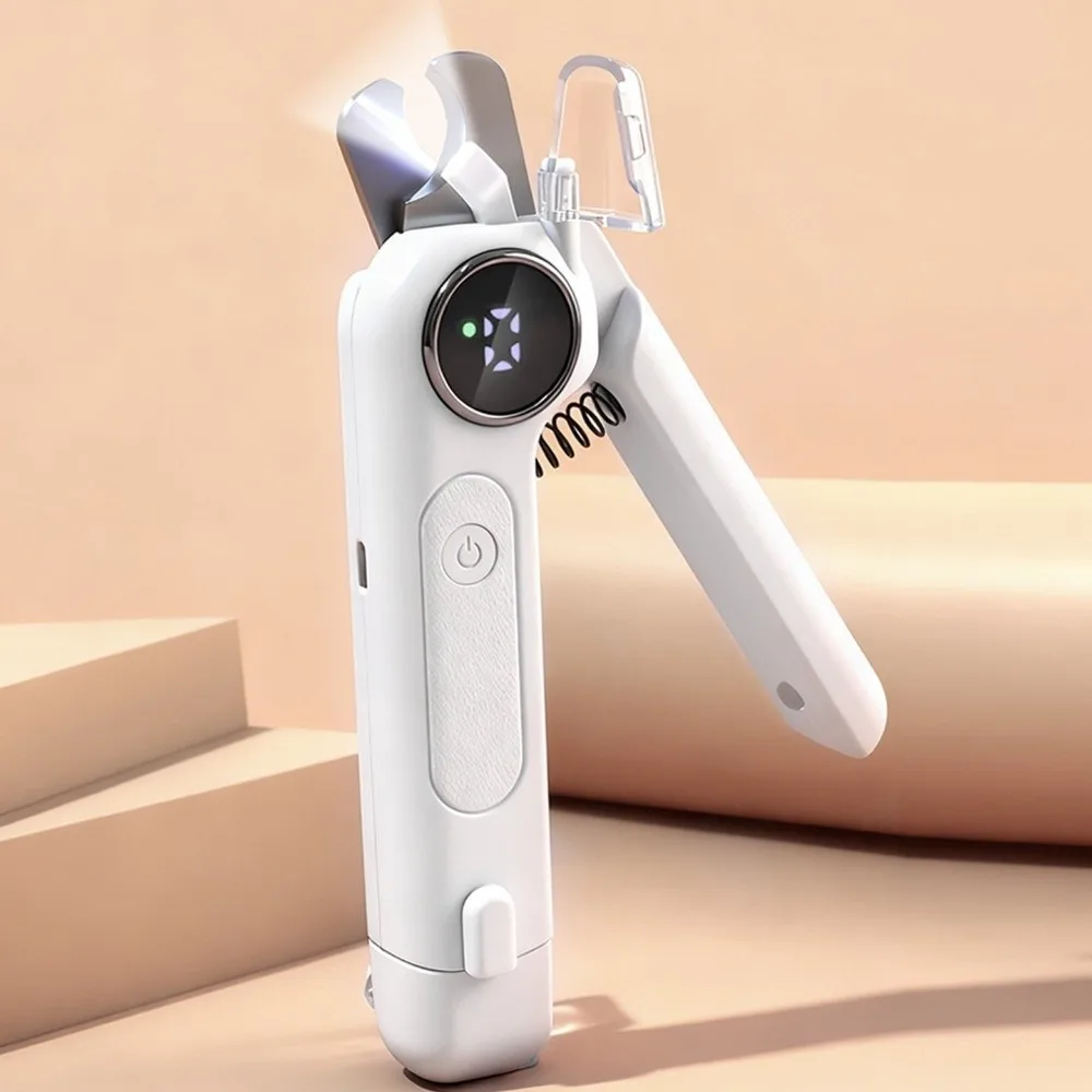 

2-in-1 Cat Nail Grinder Quiet Operation USB Rechargeable Dog Nail Trimmer Splash Guard LED Electric Nail Grinders Pet Paw Care