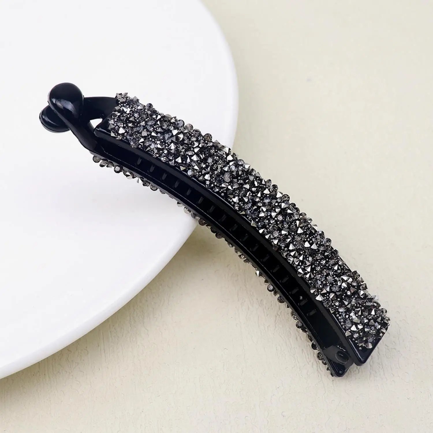 Diamond Pearl Pan Hair Banana Clip women's Light Luxury Full of Diamonds High-end Fashion coda di cavallo Clip Hairpin