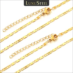 LUXUSTEEL Punk 2MM Hollow Cross Tag Link Chain Neckllace For Women Men Golden Color No Fade Stainless Steel Choker collar hombre