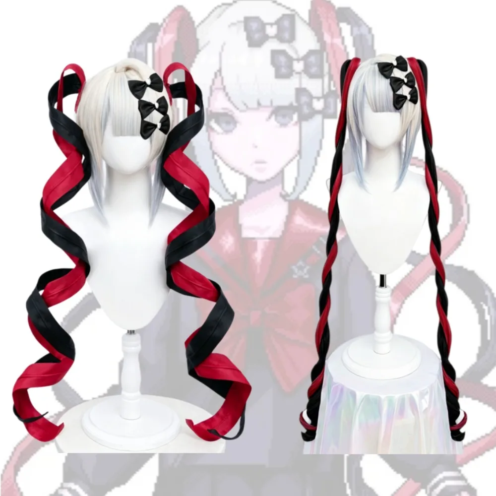 Needy Streamer Overload Cosplay-Perücke Dark Fallen Angel Ame-chan Schwarze Doppelschwanz-Perücke Anime-Charakter Cosplay-Haar Comic-Con Halloween