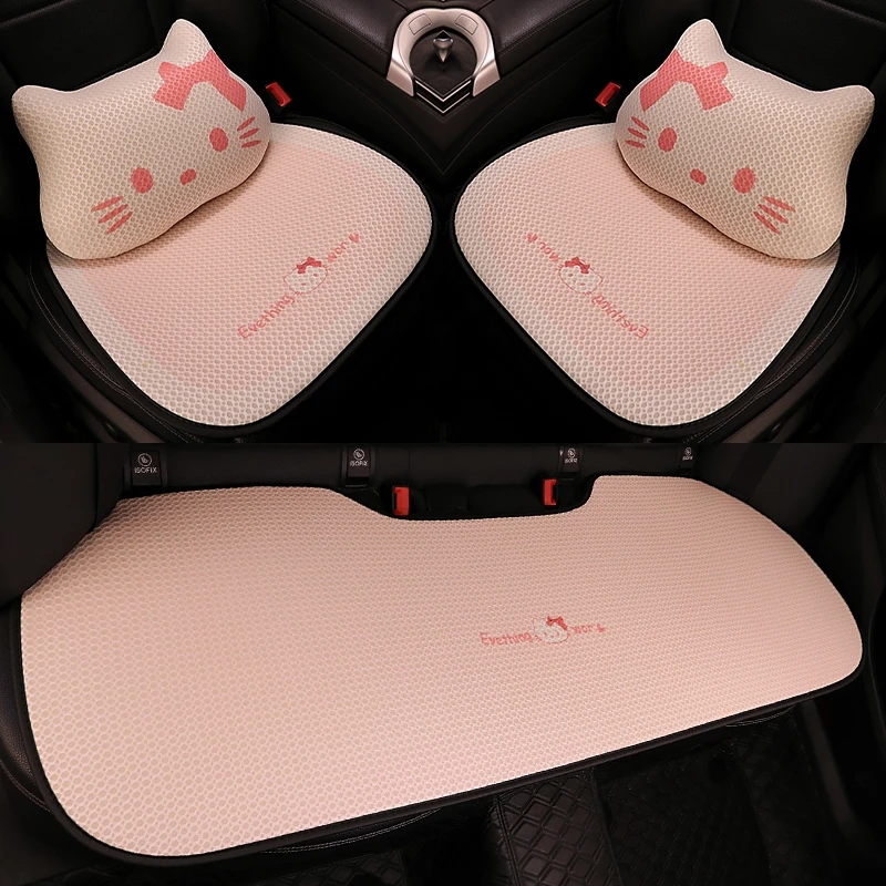 

Чехол на автомобильное сиденье Hello Kitty, универсальная подушка для автомобильного сиденья, дышащая удобная защитная накладка для сиденья, аксессуары для интерьера