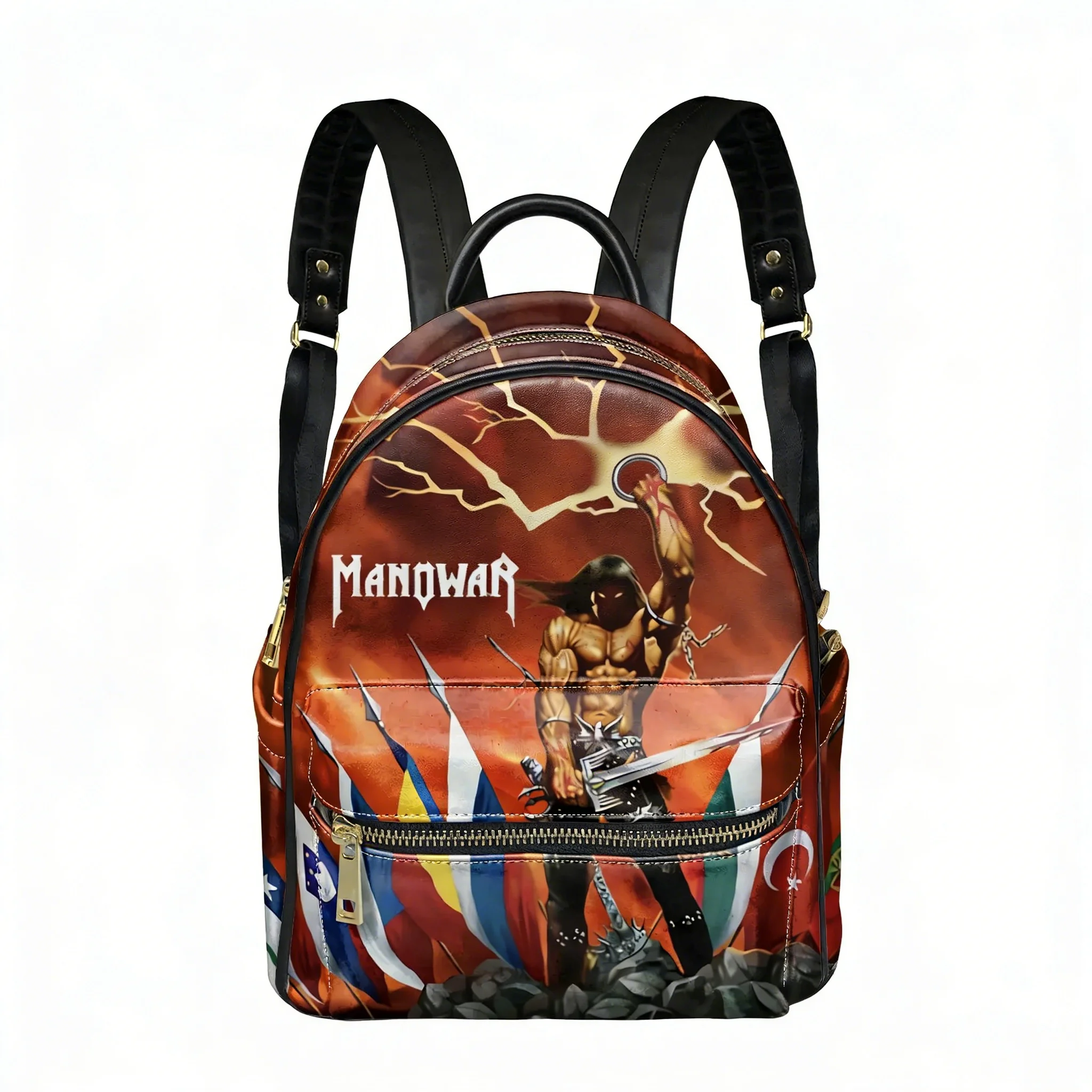 

Manowar Band Custom Backpack Womens Men Personalized Text Double Shoulder Bag Business Travel Bookbag Rucksack Gift Daypack