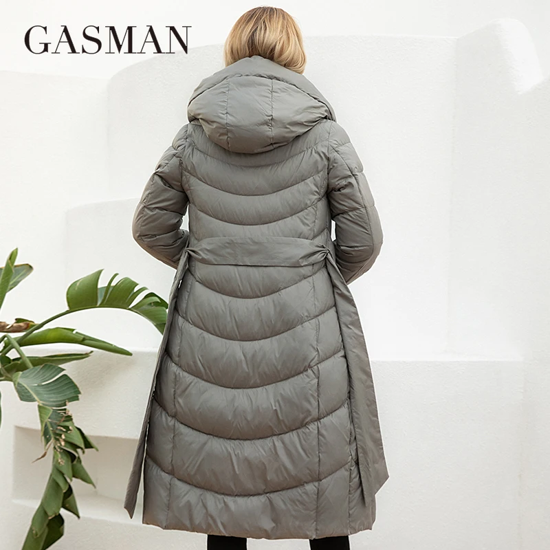 GASMAN 2023 Fashion Parkas Women\'s Casual Hooded Pocket Belt Women Down Jacket Female Coats Outwear 82032