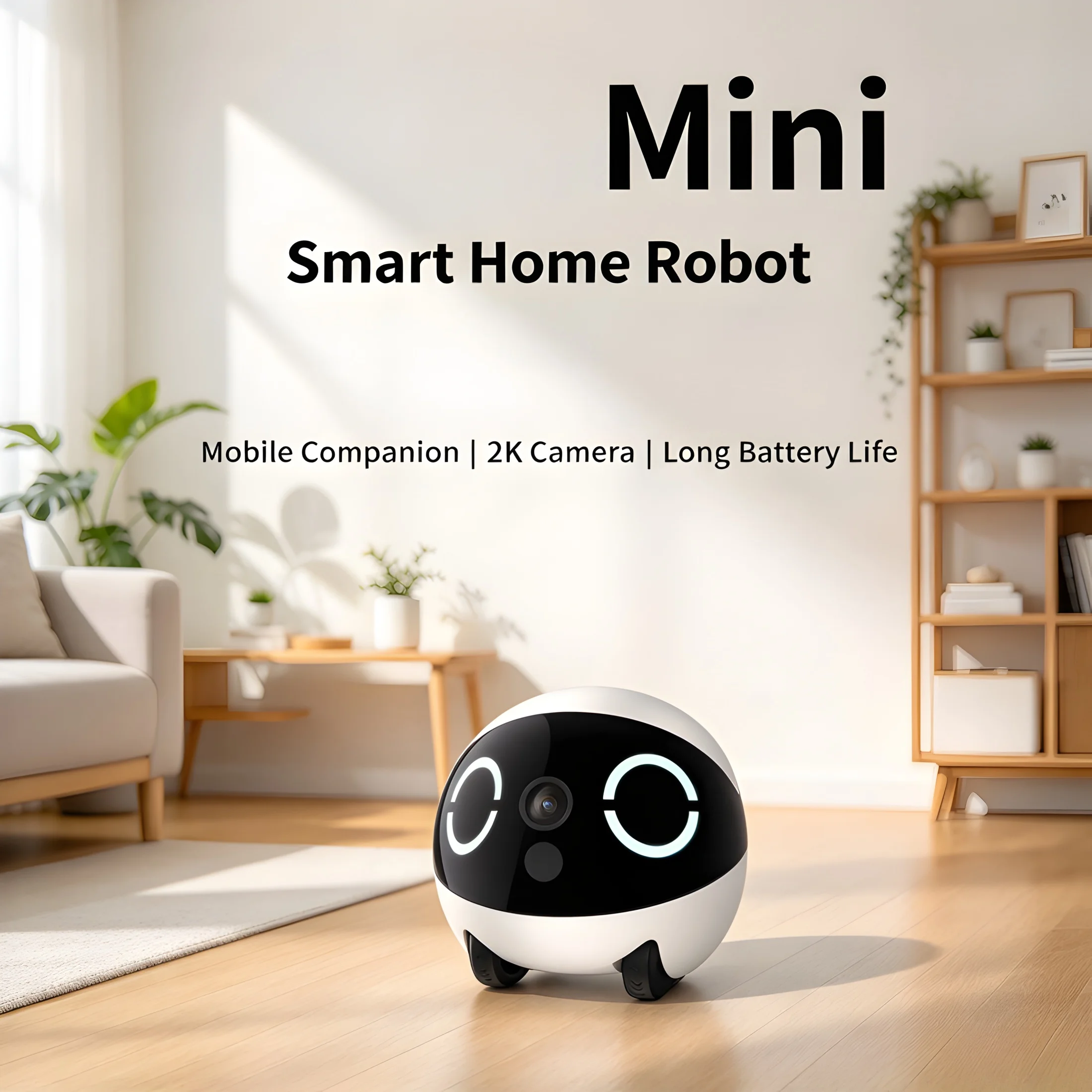 Mini Companion Robot Pet Camera 2K Resolution with App Remote Control Two-Way Audio 5000mAh Battery 32GB SD Card Home Monitoring