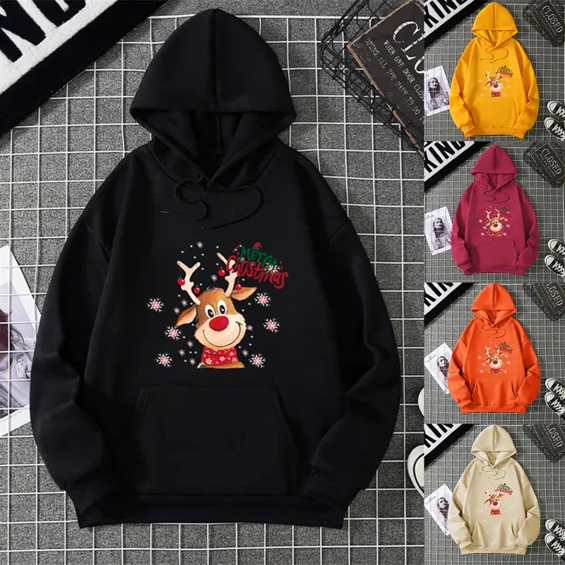 

Новая толстовка с оленем на Рождество 2026 года, унисекс, свободный крой, уличный стиль