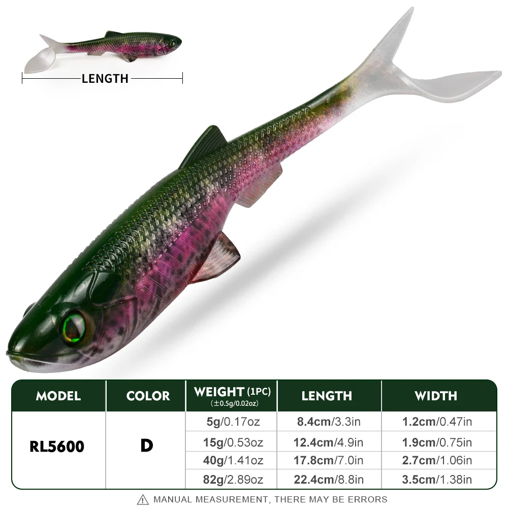 Sunlure 2/5/8 Stück T-Tail Weichköder mit 3D-realistischen Fischaugen, Swimbait, künstlicher Silikon-Shad-Köder für Bass, Salzwasser-Angelzubehör