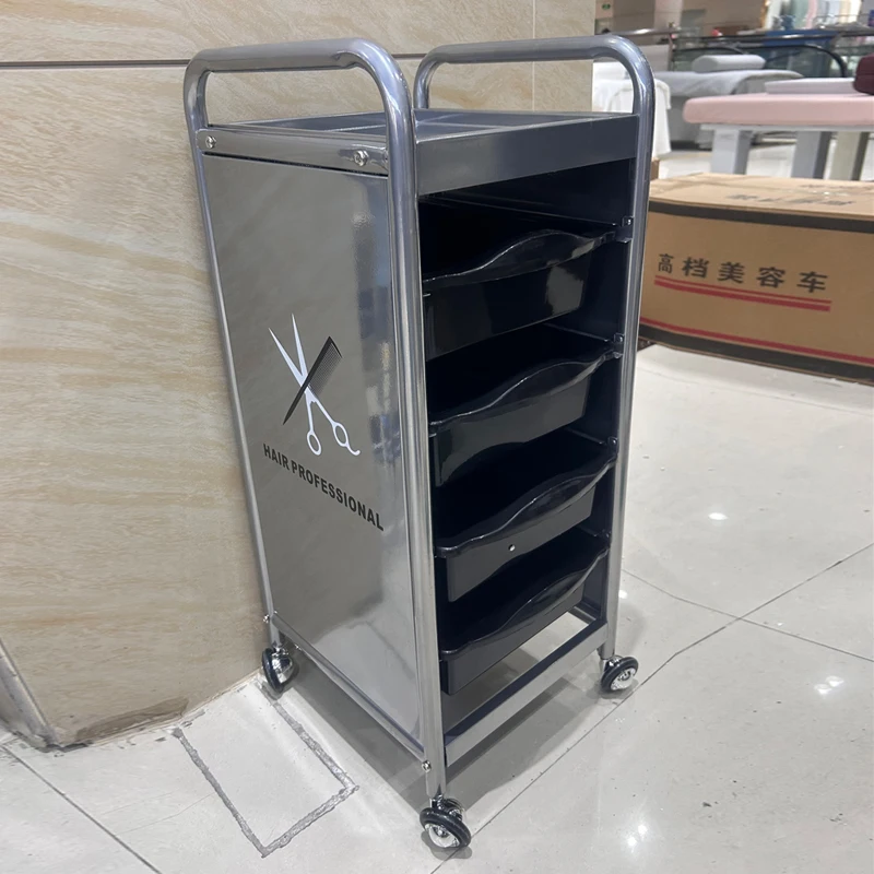 Salon Barber Station Hotel Cart Stainless Steel Furniture Hairdressing Carts Service Welding Trolley Iron Limuebles Belleza Spa