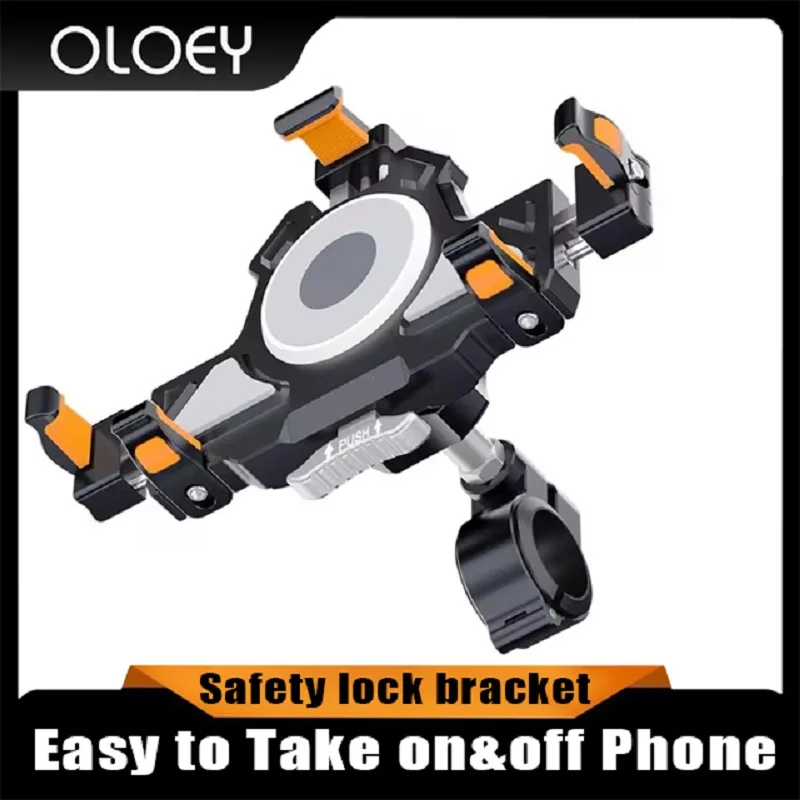 

Secure Lock Mobile Phone Holder Bicycle Handlebar Phone Mount Metal Phone Clamp