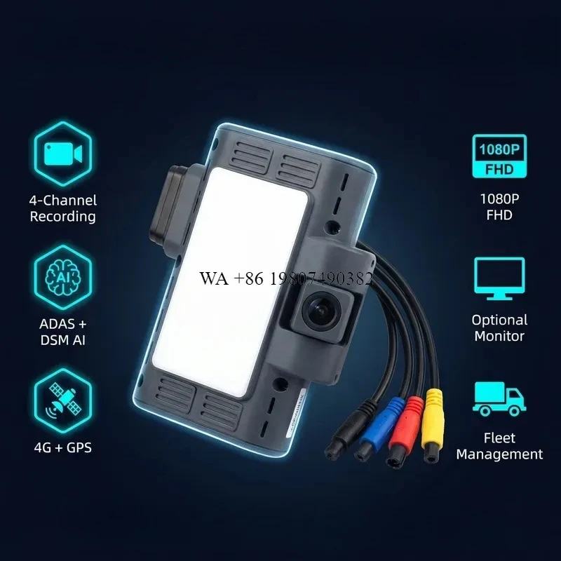 wmwmnu 4G WiFi 512GB GPS AI 1080P 4 Channel Dash Cam Car DVR Video Recorder Black Box for Vehicle 12-24V 1 Year Warranty Made