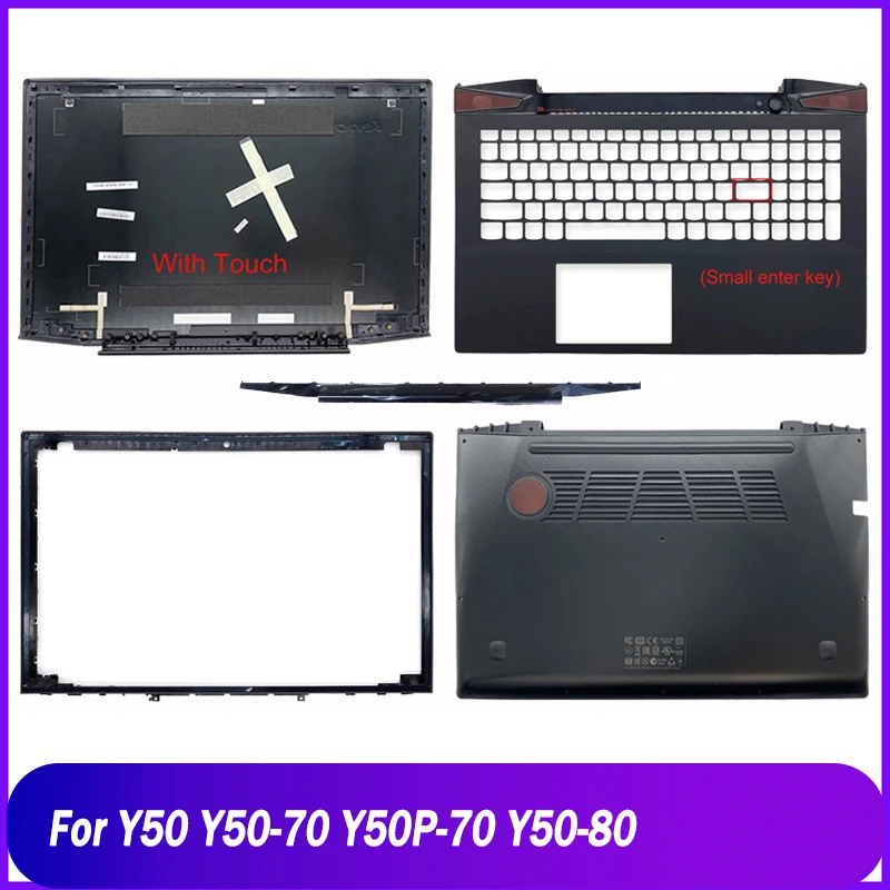 New Rear Lid For Lenovo Y50 Y50-70 Y50P-70 Y50-80 Laptop LCD Back Cover With Touch Front Bezel Hinge Cover Palmrest Bottom Case