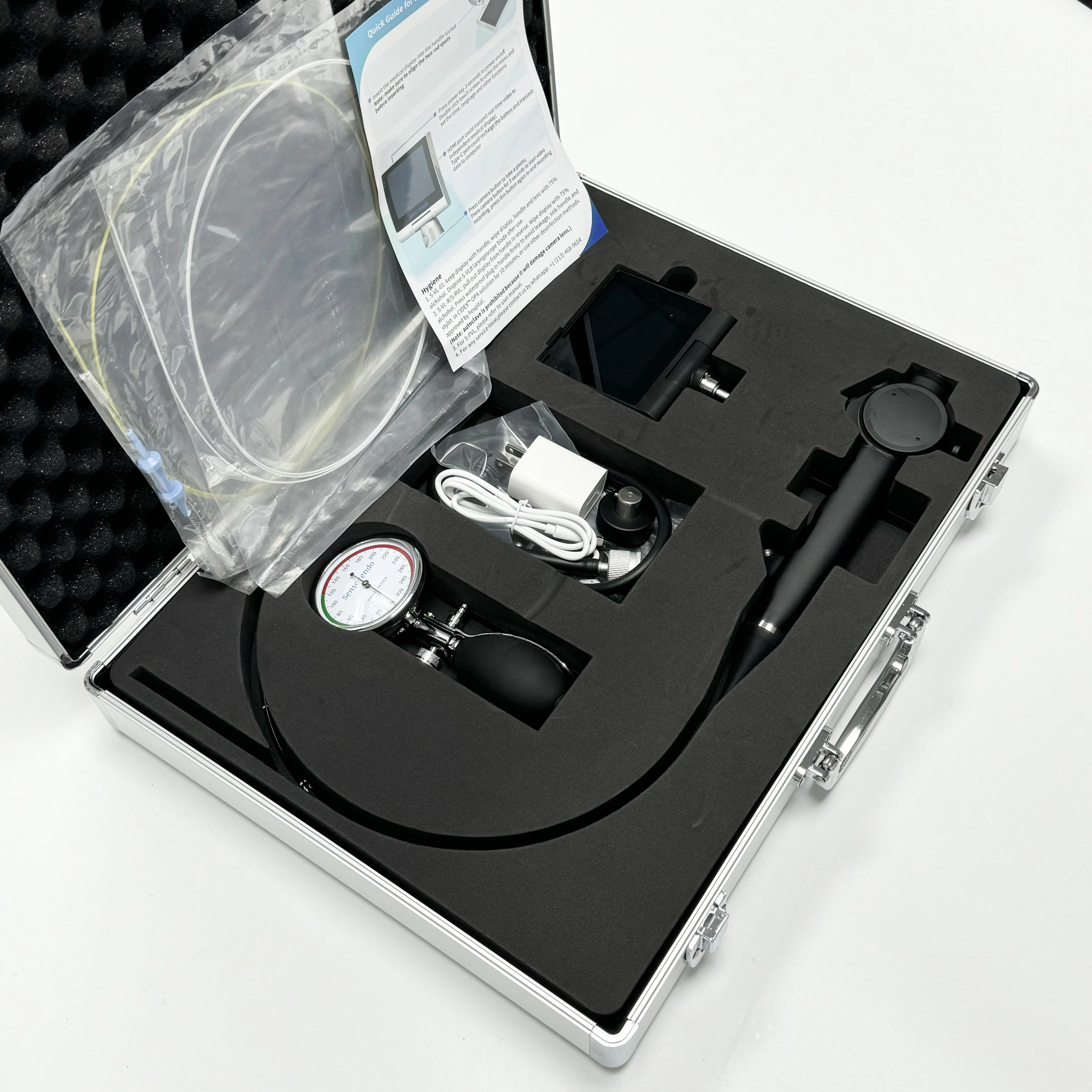 Sensorendo 2.2mm-5.8mm flexible laryngoscope rhinolaryngoscope fiber bronchoscope  with 3.5 Inch Touchscreen Display
