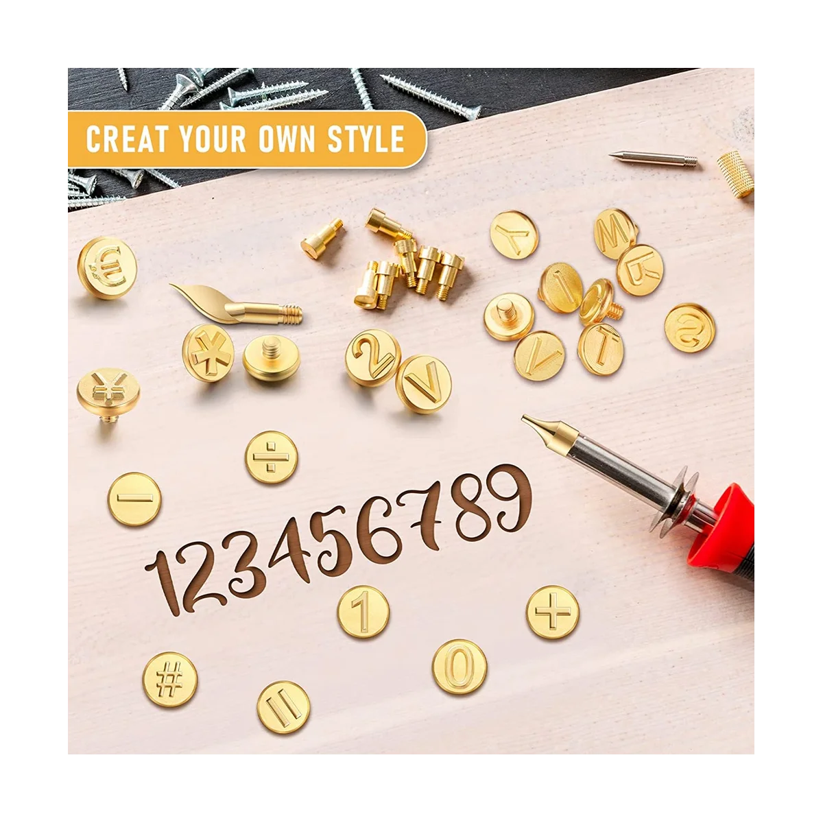 الخشب حرق تلميح مجموعة للخشب الحرفية ، DIY بها بنفسك النقش نحت ، الأبجدية عدد ، بما في ذلك عدد ، 56 قطعة