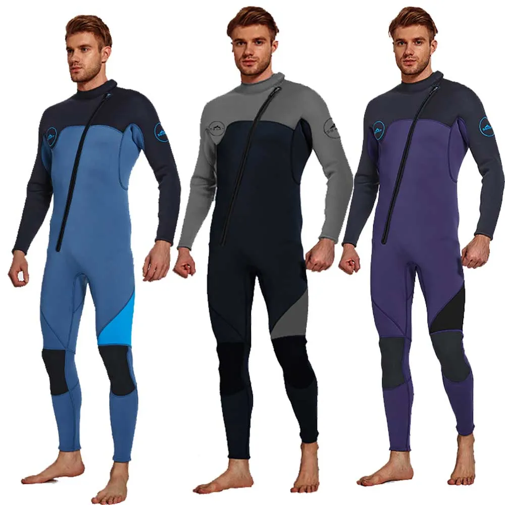 3mm Neoprene Wetsuit Mens Long Sleevele One Piece Wetsuit Ultra Elastic Diving Suit Water Swimming Surfing Triathlon
