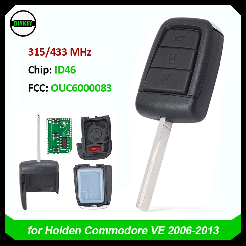 

DIYKEY Remote Key 3+1 Button 315MHz/433MHz ID46 Chip for Holden Commodore VE 2006-2013 - OUC6000083 With GM45 Blade