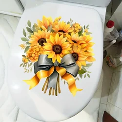A Bunch of Beautiful Sunflowers Toilet Stickers, Bright Bathroom for Home Decoration, Vinyl Animal Decals, Art Wall Paper