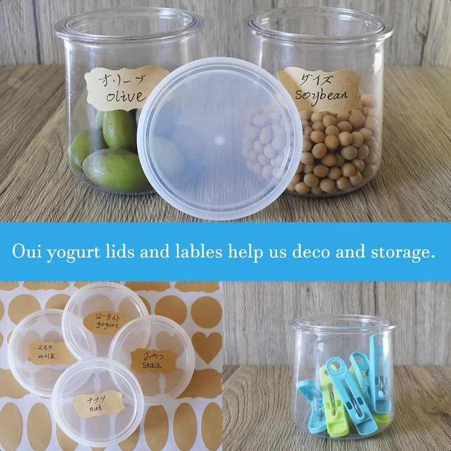 أغطية جرة الزبادي لـ Oui 12 عبوة من أغطية حاويات الزبادي Oui من البلاستيك الشفاف #4