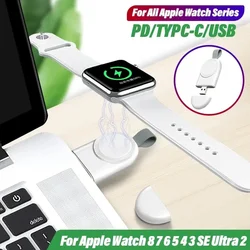 Caricabatterie Wireless per orologio magnetico per Apple Watch IWatch 8 7 6 5 4 SE caricabatterie Dock portatile PD Typc-C stazione di ricarica rapida USB